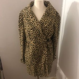 Leopard Animal Print Shawl Collar Jacket Size 16